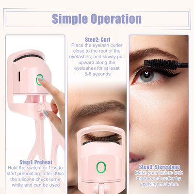 Electric Eyelash Curler, Eye Beauty Makeup Tools, Long Lasting Curling (random Color)