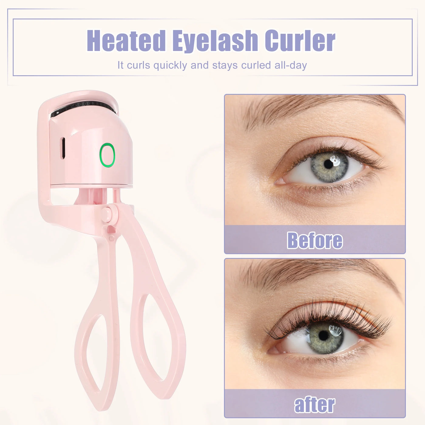 Electric Eyelash Curler, Eye Beauty Makeup Tools, Long Lasting Curling (random Color)